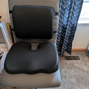 Black Memory Foam Seat and Lumbar Cushion Set